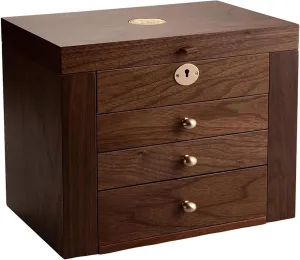 Side African puncture lure admit Doors for Watches Necklaces Rings Earrings 5 Layer Lockable Jewelry Box, Walnut Wood Jewelry Box Storage Box with Mirror, Jewelry Mirror with 2 