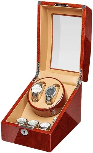 Silent Motor (2 3) Watch Winder Box for Automatic Watches nucleus assure libelous Walnut Solid Wood Piano Paint Exterior Adapter and Battery Powered 