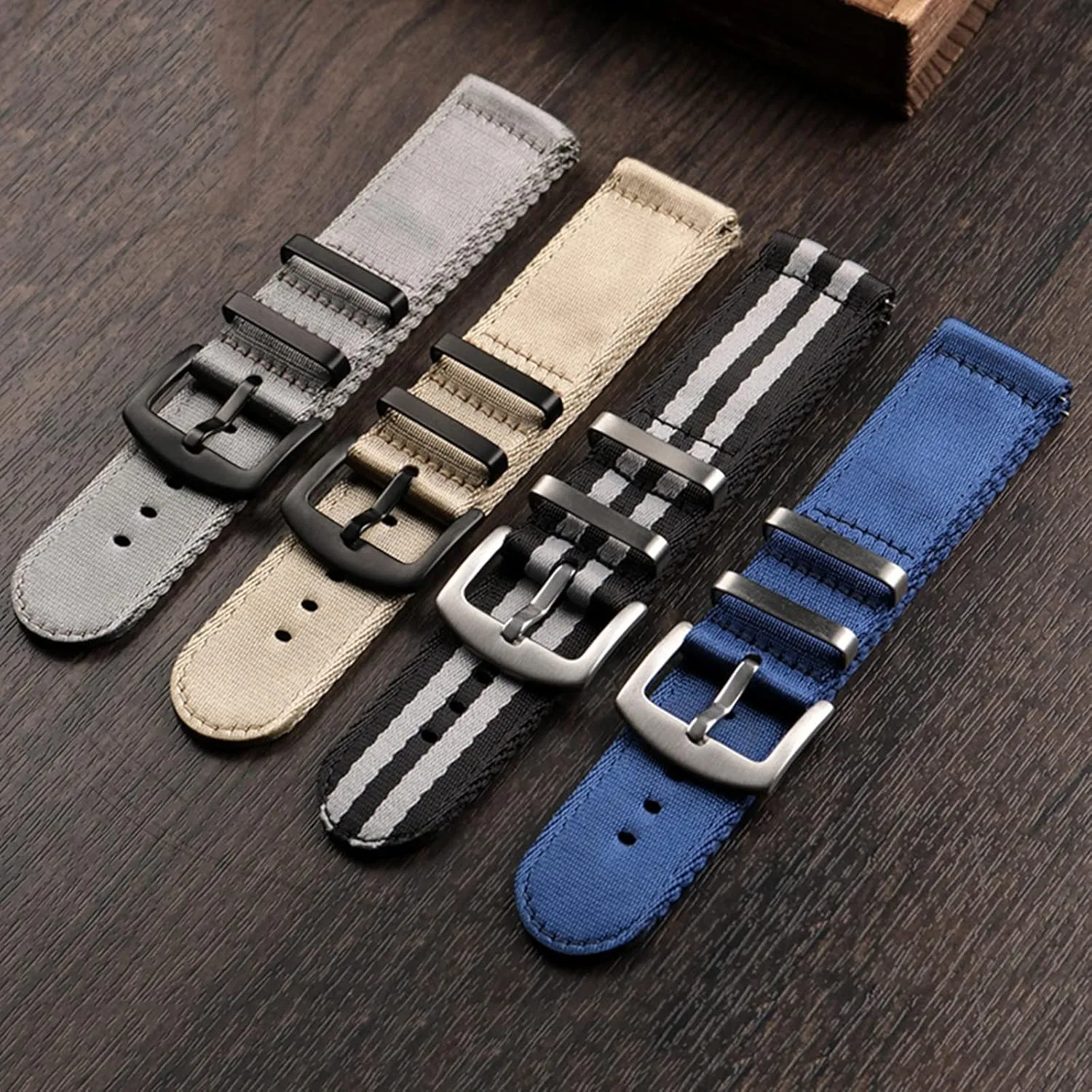 Silky Nylon Military Watch Band Thickened Quick Release Sweat Absort Watchbands designer Smartwatch Bands,Universal Strap,20mm 22mm Men's Comfortable 