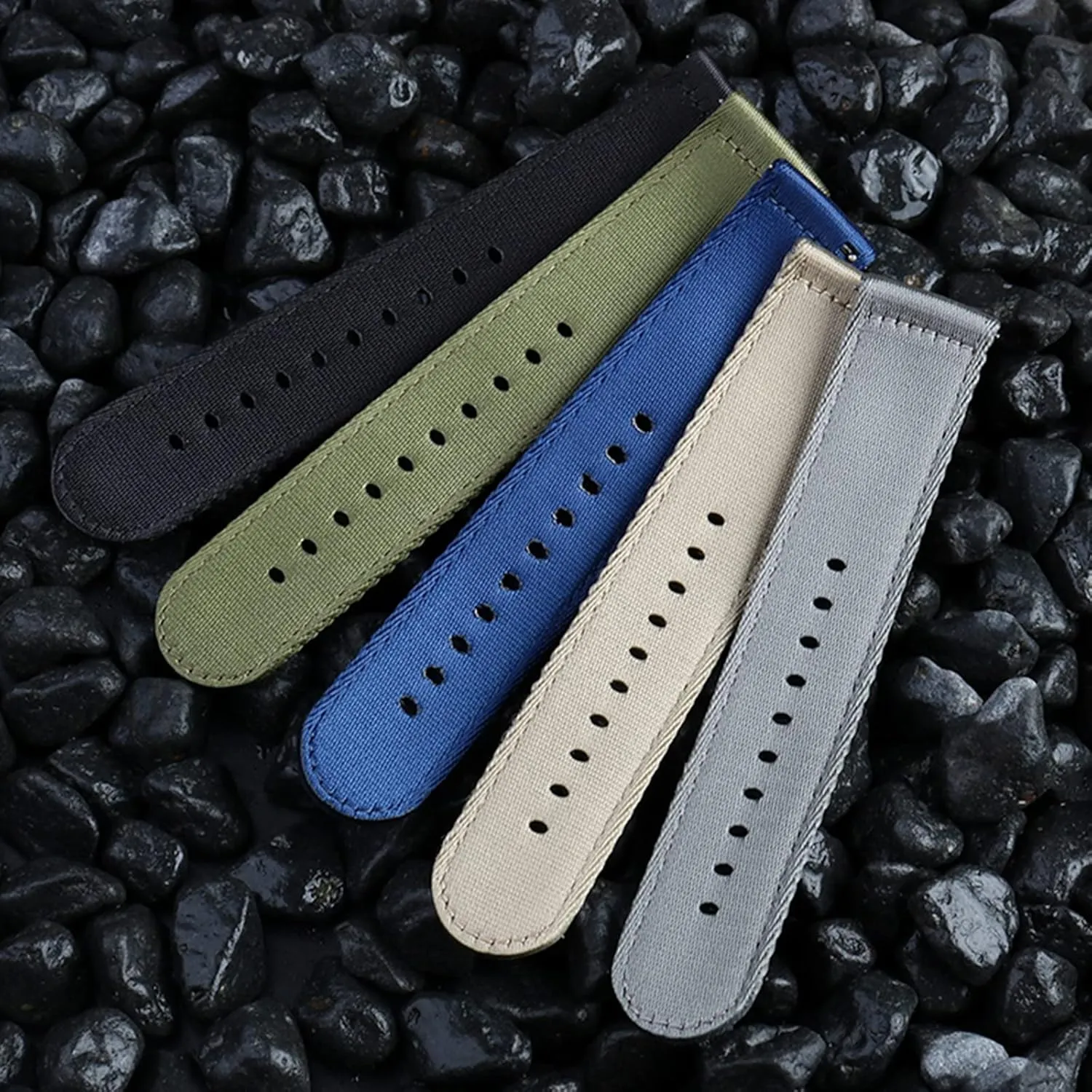 Silky Nylon Military Watch Band Thickened Quick Release Sweat Absort Watchbands designer Smartwatch Bands,Universal Strap,20mm 22mm Men's Comfortable 