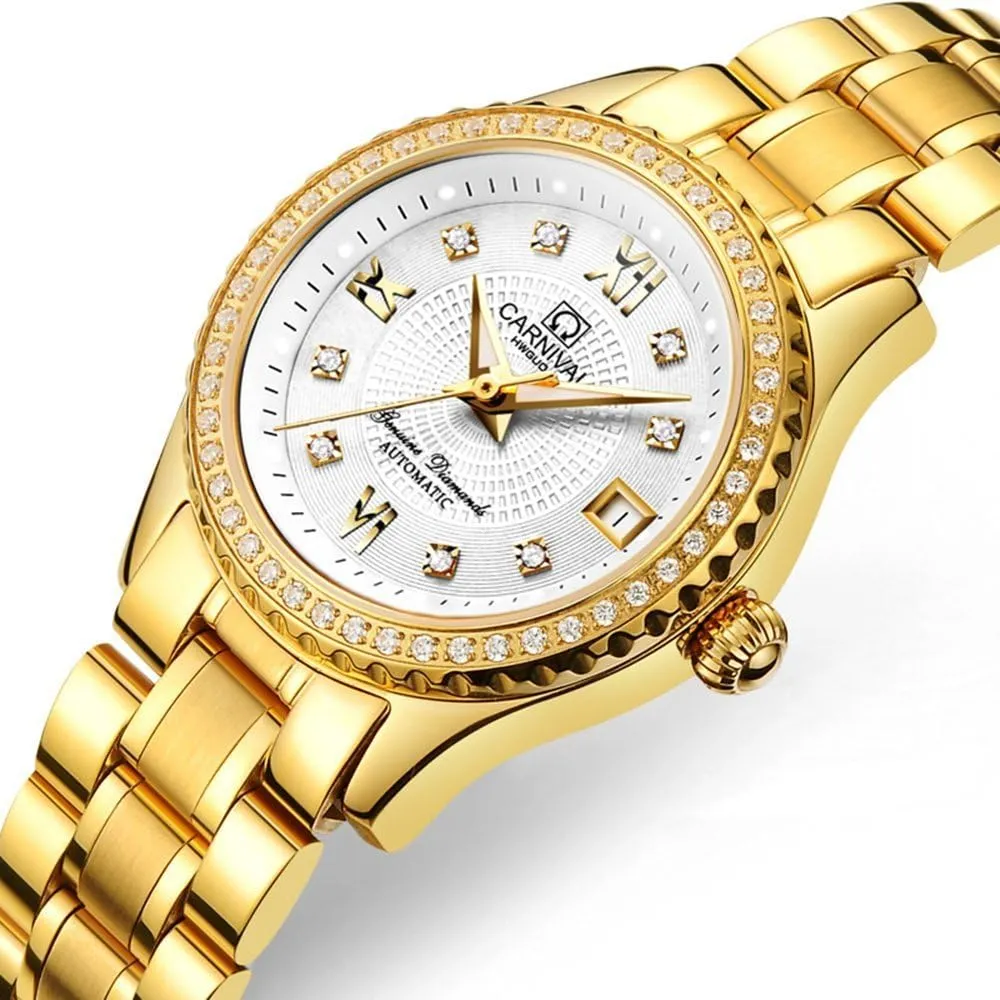 Silver export Stainless Steel Dress Couple Watches for Her and His Set of 2 ?? Men and Women Automatic Watch Gold 