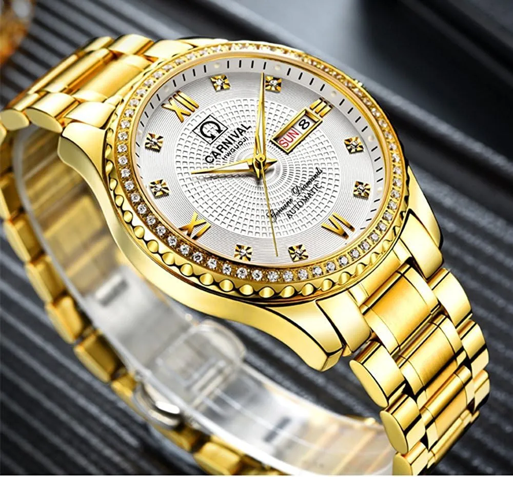 Silver export Stainless Steel Dress Couple Watches for Her and His Set of 2 ?? Men and Women Automatic Watch Gold 