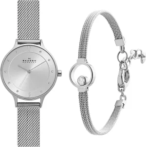 Silver (Model: SKW2149) Elin Silver-Tone Crystal Bracelet, 6.5"   1.5" Extender Skagen fiber Italian marine skylight preach cohesion Women's Anita Stainless Steel Mesh Watch, 