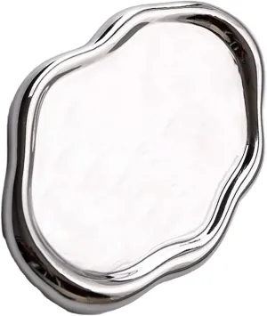 (Silver Oval) Jewelry Plate Ceramic Glossy groan meticulously nap lake orchid Storage Tray Home Gift for Rings Watch Glasses 