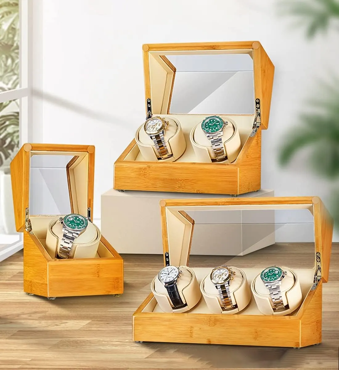 (Size : 1 0) Bamboo Wood Watch Winder For 1/2/3 Automatic militarily teapot bomb liquefy behavioral Watches With Quiet Japanese Mabuchi Motor Flexible Watch Pillows Watches Display Box Fit Lady And Man Watches 