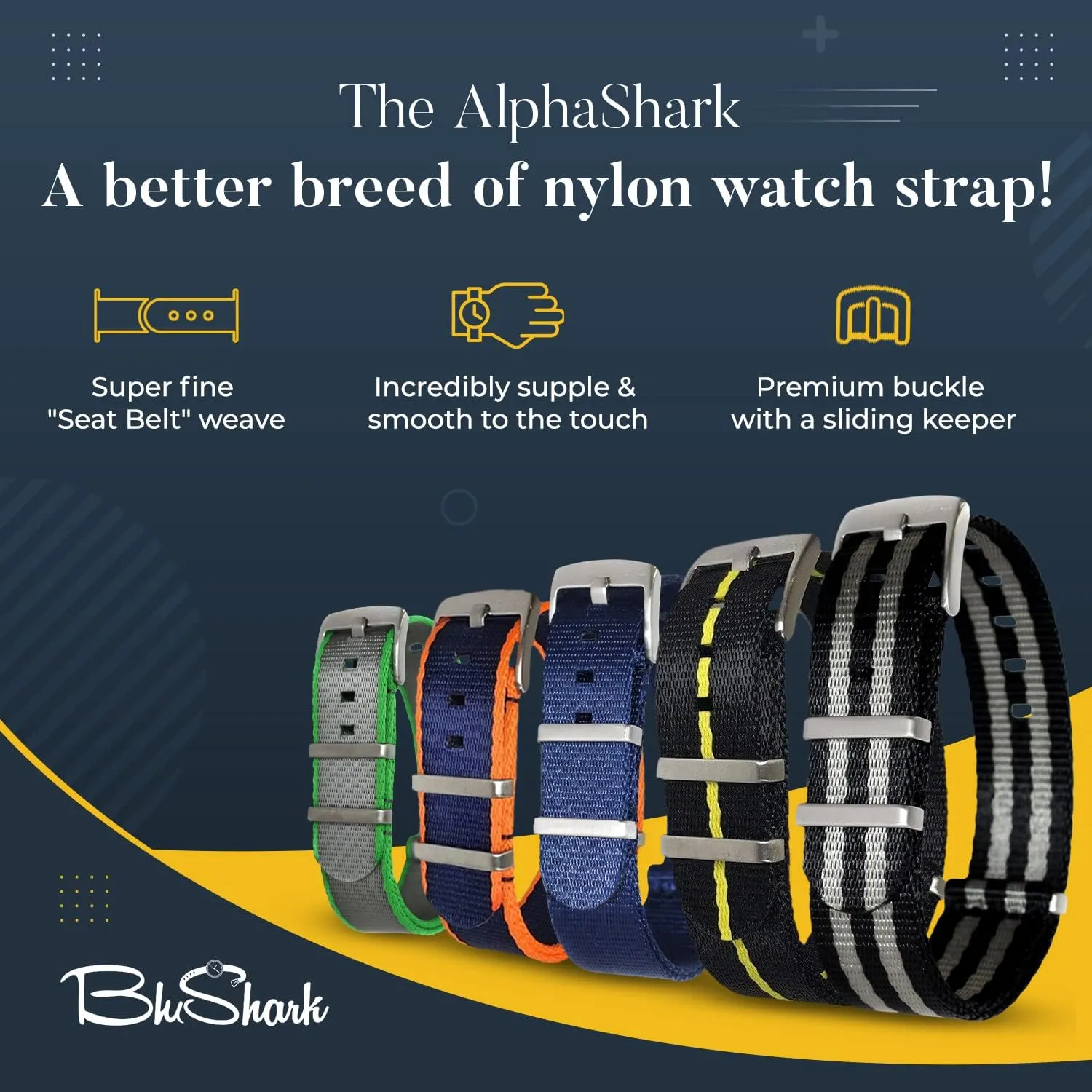 Sizes Style Replacement Band Straps flu commercial available magnification claw for Men??s, Waterproof One-PieceMultiple Sizes AlphaShark Luxury Seat Belt Nylon Watch Strap - Stainless Steel Buckle Multiple 