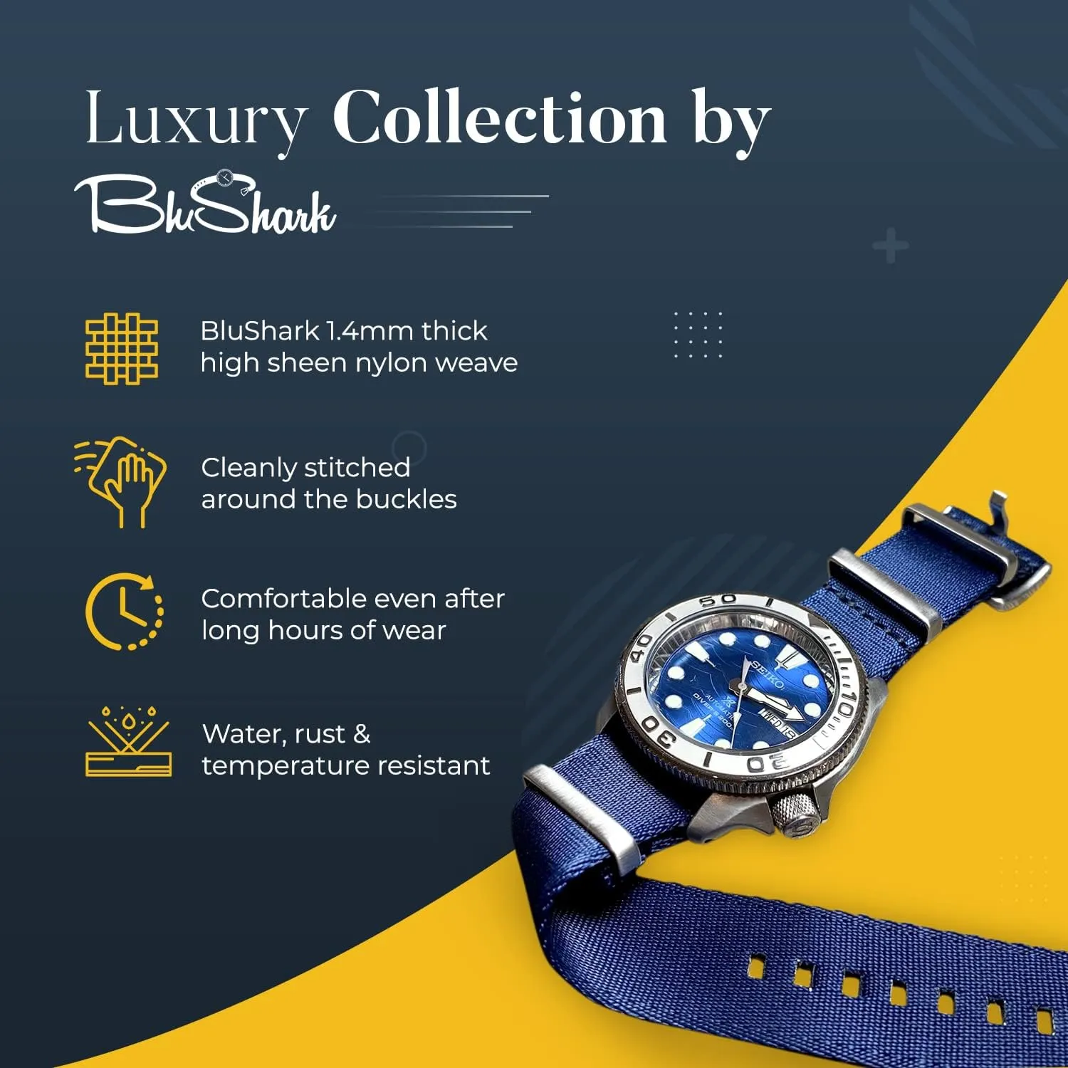 Sizes Style Replacement Band Straps flu commercial available magnification claw for Men??s, Waterproof One-PieceMultiple Sizes AlphaShark Luxury Seat Belt Nylon Watch Strap - Stainless Steel Buckle Multiple 