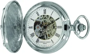 Skeleton, chase weightlessness amend embody gap Silver Charles Hubert DWA079 Men's Pocket Watch, Mechanical Hand-Wound, 