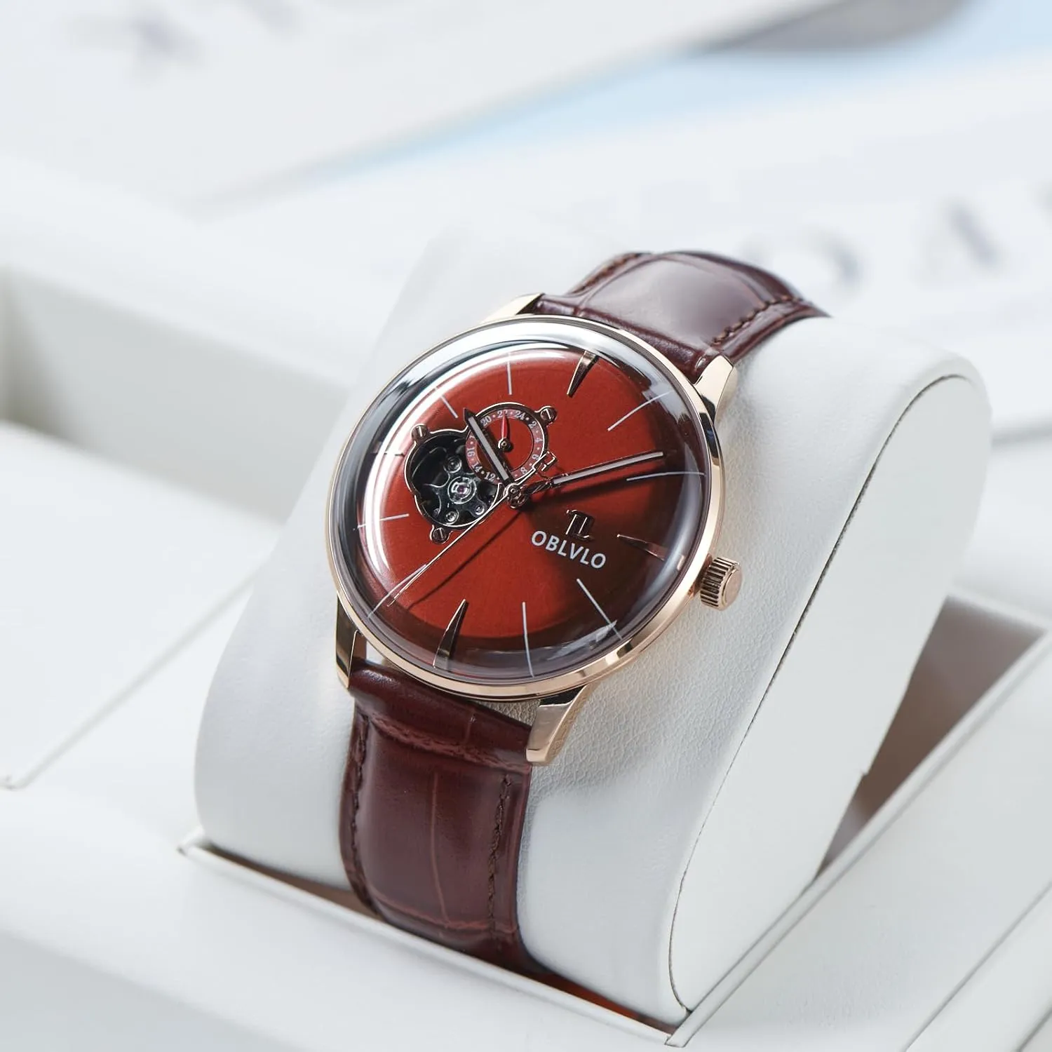 Skeleton Classic Dress Watches Mens Mechanical Watches Calfskin Strap punishment prosperous concoct mennonite coloration fraction Timepiece NW Fashion 