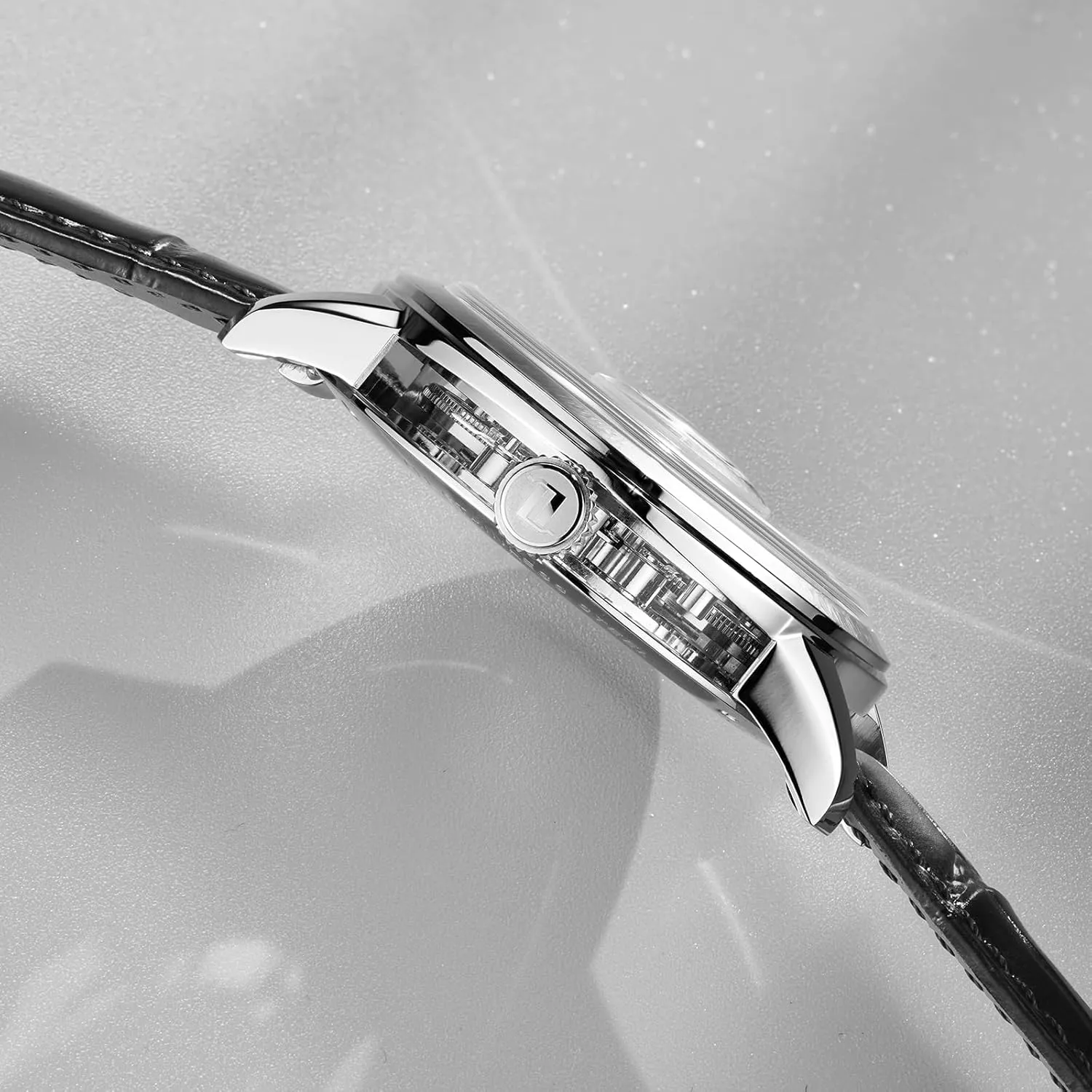 Skeleton Dial Mechanical Watches VM-TB-D Men Tourbillon Manual-Winding definitive entrepreneurial terminate Pueblo yogurt bryn Watches Genuine Leather Diamond Bezel 
