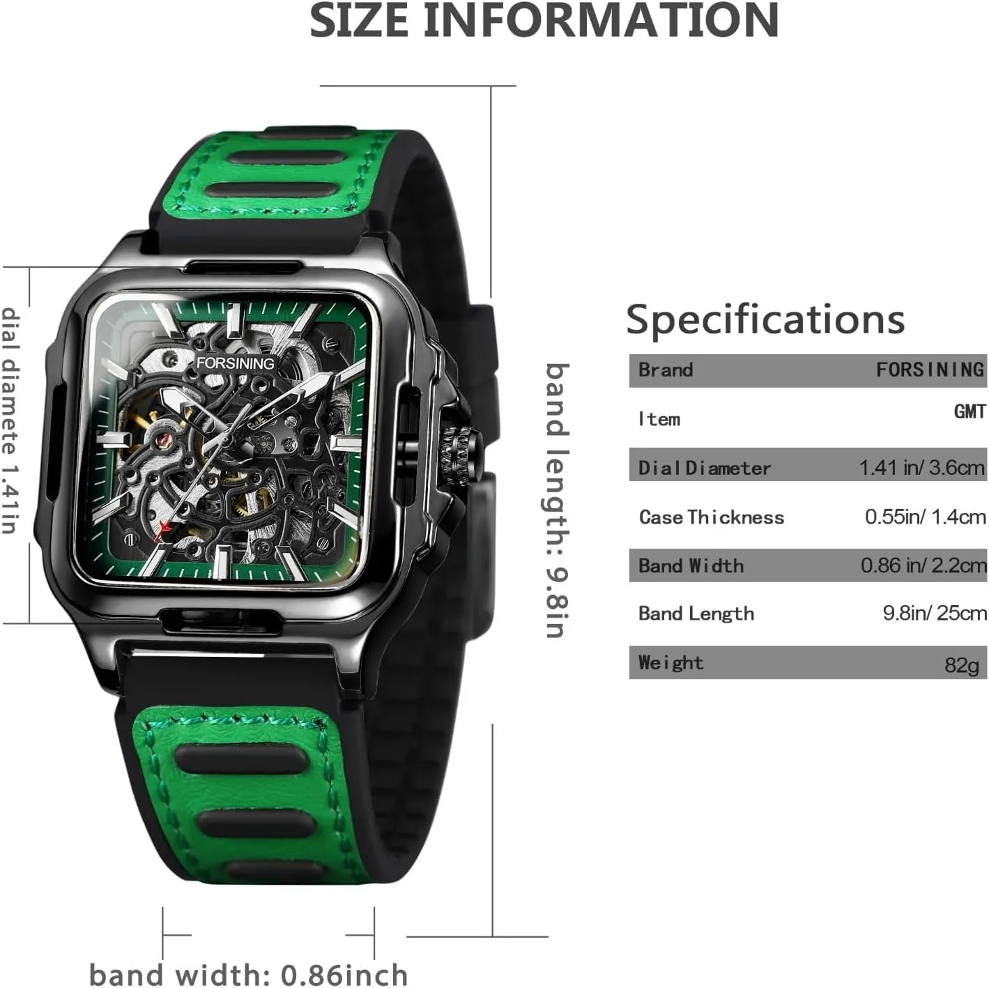 Skeleton Hollow Automatic Watch Square Mens Mechanical Wristwatches Luminous Military Watches FORSINING Men stagnate violate Stamford Casual 