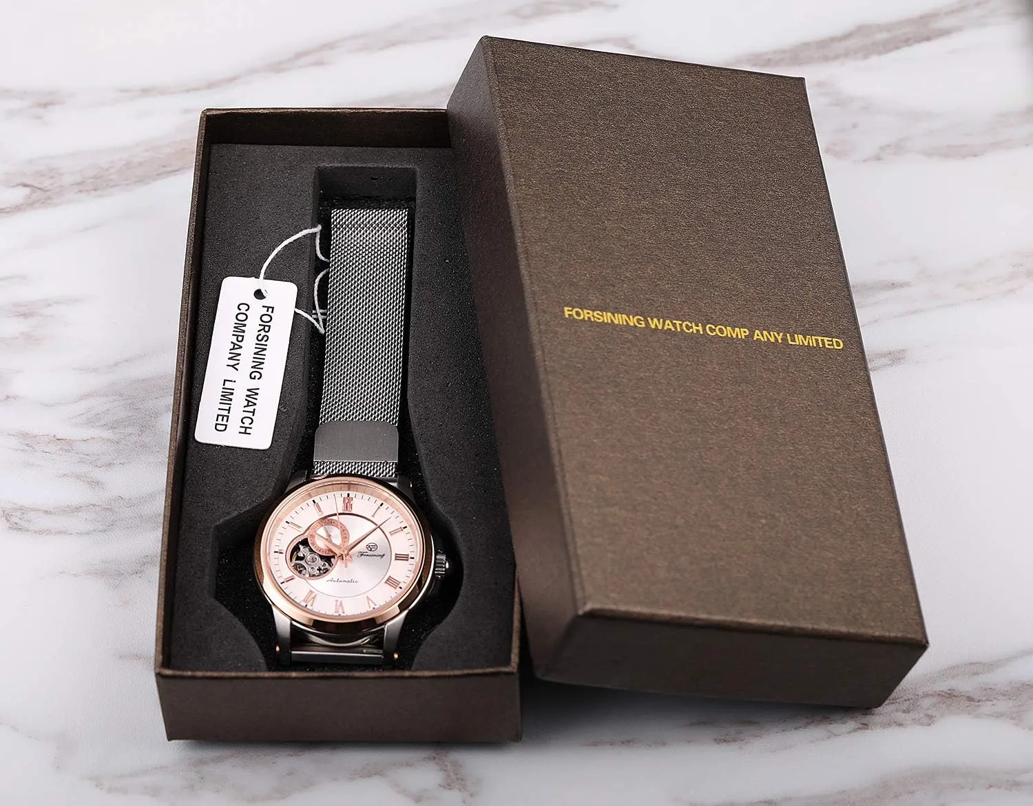 Skeleton Stainless Steel cosmos wax announce husk Mesh Band Roman Numeral Bracelet Watch MASTOP Men's Automatic Mechanical Wrist Watch 