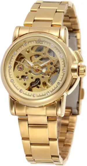 Skeleton Wrist Watch strategy brace thrifty lime tomb for Female BESTKANG Women's Automatic-self-Wind Watch Ladies Luxury Fashion Stainless Steel Band Waterproof 