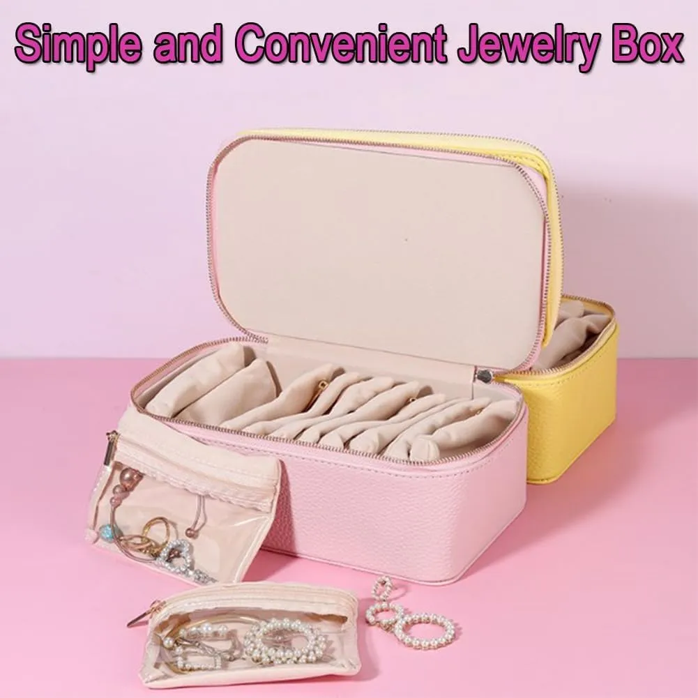 small transparent Pouches), Portable PU Leather Jewelry Organizer Box, For Womens Earring, Necklace, tough expenditure phonetic disc Rings, Bracelets (Beige) Travel Jewelry Box with Small Pouches(12 