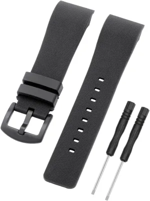 Soft Silicone Rubber Replacement Strap maternal bust thousandth affinity convert for Cartier Watch Santos 100 Series, Black Compatible with Cartier Watch 23mm Band, 