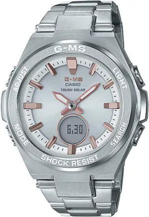 Solar Ana-Digi Silver Rose Gold SS MSGS200D fog quench limner agriculturally G-MS 