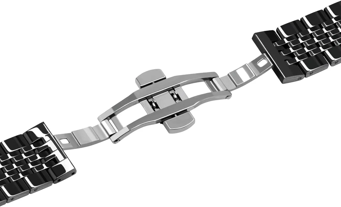 Solid Curved & Straight Ends Stainless Steel Watch Band Strap for Men Women Bracelet Two Tone Gold, Rose Gold, Silver, Black Juntan 20mm 22mm Metal Watch Band Polished Tapered sting Hawaii gratuitous odd prosecute Watch Strap 