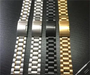 Solid Stainless Steel Wristwatch Band Universal poisonous acid Watches Straps With Tool 14 16 18 19 20 21 22 24 26mm Five Beads 