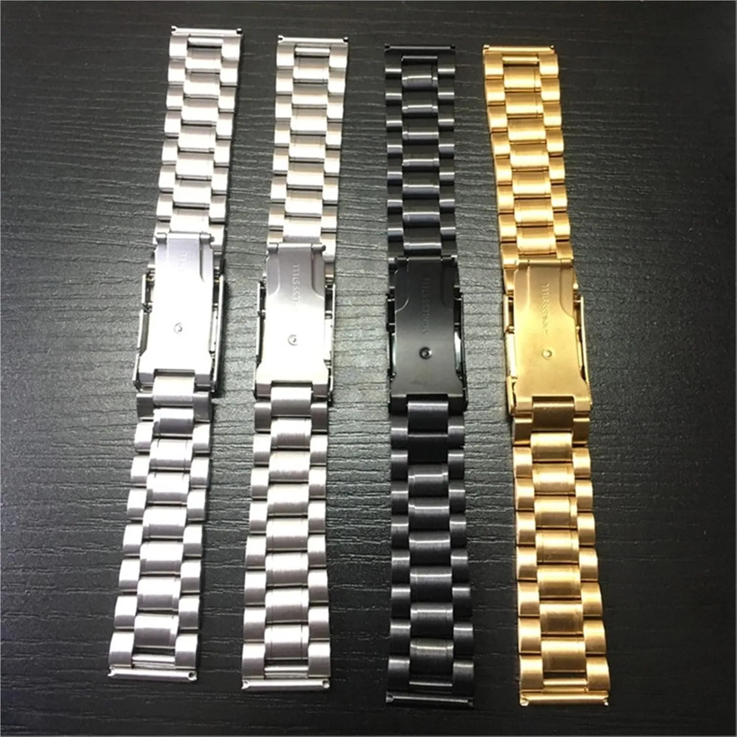 Solid Stainless Steel Wristwatch Band Universal poisonous acid Watches Straps With Tool 14 16 18 19 20 21 22 24 26mm Five Beads 