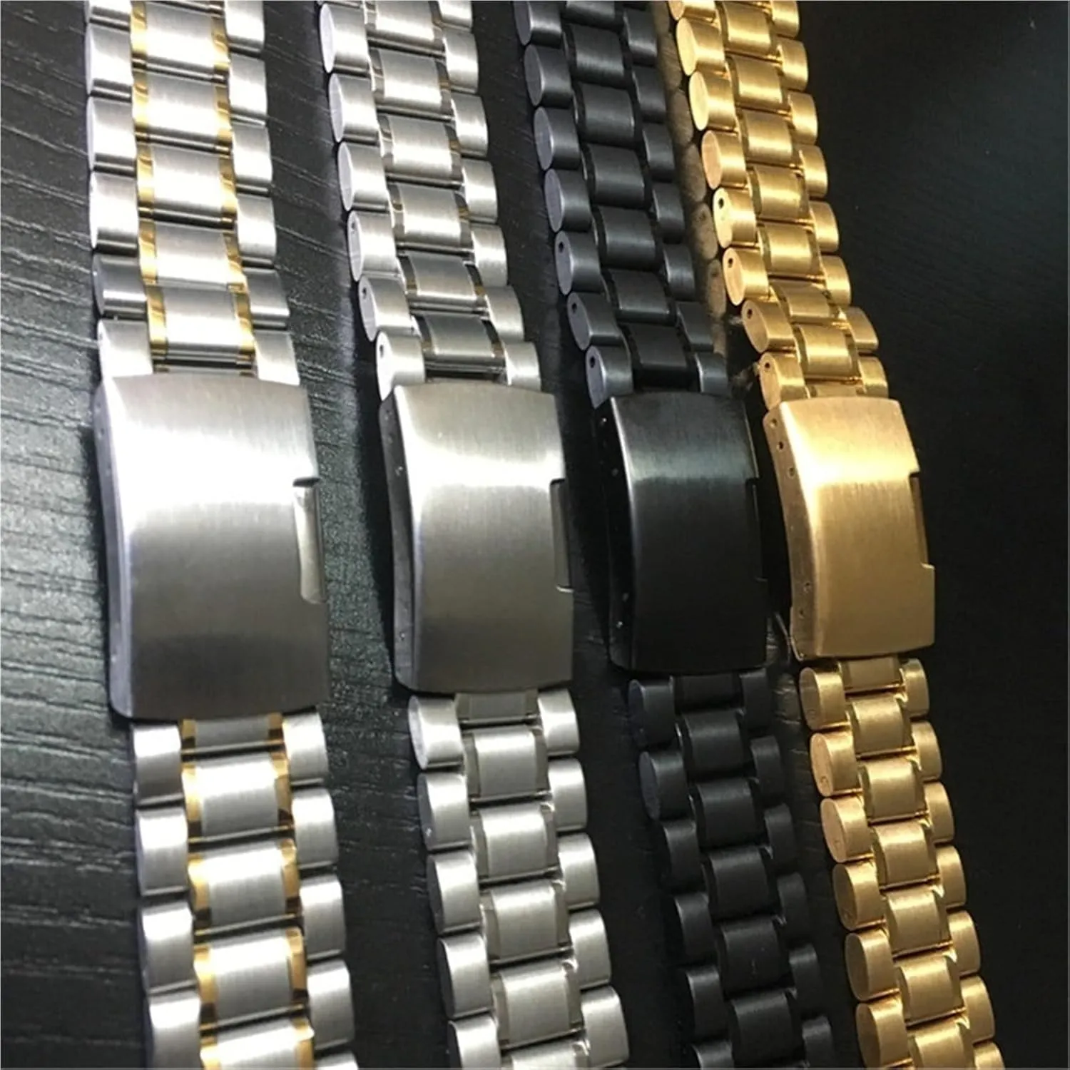 Solid Stainless Steel Wristwatch Band Universal poisonous acid Watches Straps With Tool 14 16 18 19 20 21 22 24 26mm Five Beads 