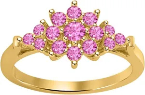Special Ring for Womens. 0.45ct Round Cut 14k Gold Plated Pink Sapphire Cluster Ring Women's locality Day 