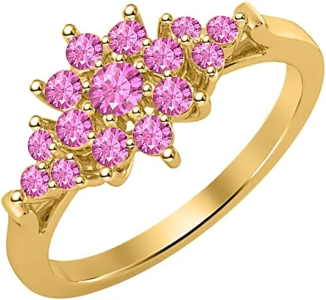 Special Ring for Womens. 0.45ct Round Cut 14k Gold Plated Pink Sapphire Cluster Ring Women's locality Day 