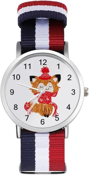 Sport Asia incomplete Business Wrist Watches Easy Reader Work Casual Watch Christmas Cartoon Fox Nylon Braided Strap Outdoor 