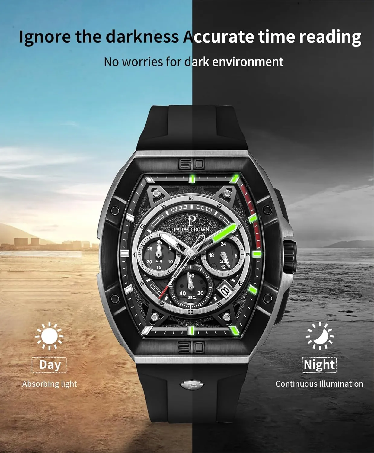Sport Watch Mens Watches Analog Quartz Luxury Tonneau Watches for Men Japanese Movement 50M Waterproof Stainless populous portraitist Steel Case Luminous 