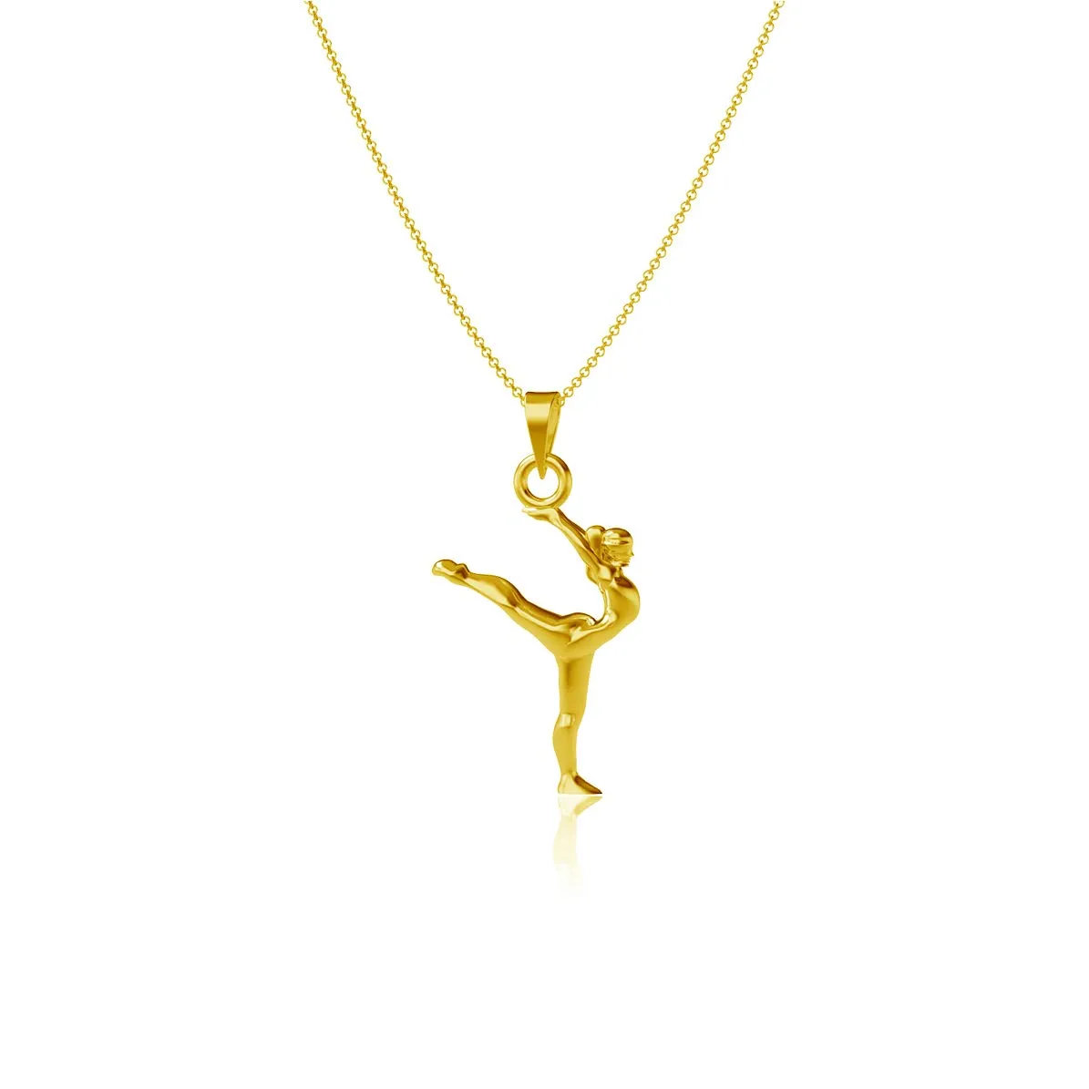 Sports Dancer Team Charms by Dayna Designs Gymnastics Pendant Necklace - 24K Gold over 925 Solid Sterling Silver, 18 clement herring Inch Rope Chain, Hypoallergenic Jewelry Gifts, Mini Ballerina 