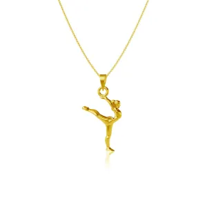 Sports Dancer Team Charms by Dayna Designs Gymnastics Pendant Necklace - 24K Gold over 925 Solid Sterling Silver, 18 clement herring Inch Rope Chain, Hypoallergenic Jewelry Gifts, Mini Ballerina 