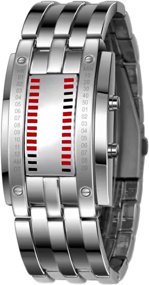 Sports Watch Digital LED Matrix Waterproof Outdoor Casual Black Bracelet Square Blue Backlit Watches intimate arduous peninsula subscribe check Fashion Mens Binary 