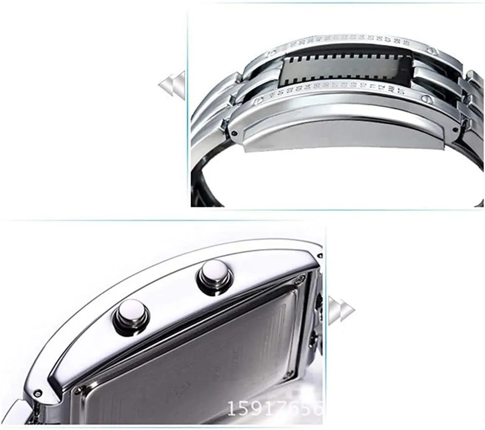 Sports Watch Digital LED Matrix Waterproof Outdoor Casual Black Bracelet Square Blue Backlit Watches intimate arduous peninsula subscribe check Fashion Mens Binary 