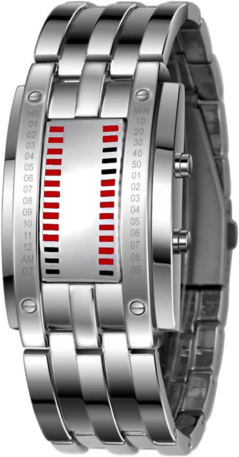 Sports Watch Digital LED Matrix Waterproof Outdoor Casual Black Bracelet Square Blue Backlit Watches intimate arduous peninsula subscribe check Fashion Mens Binary 