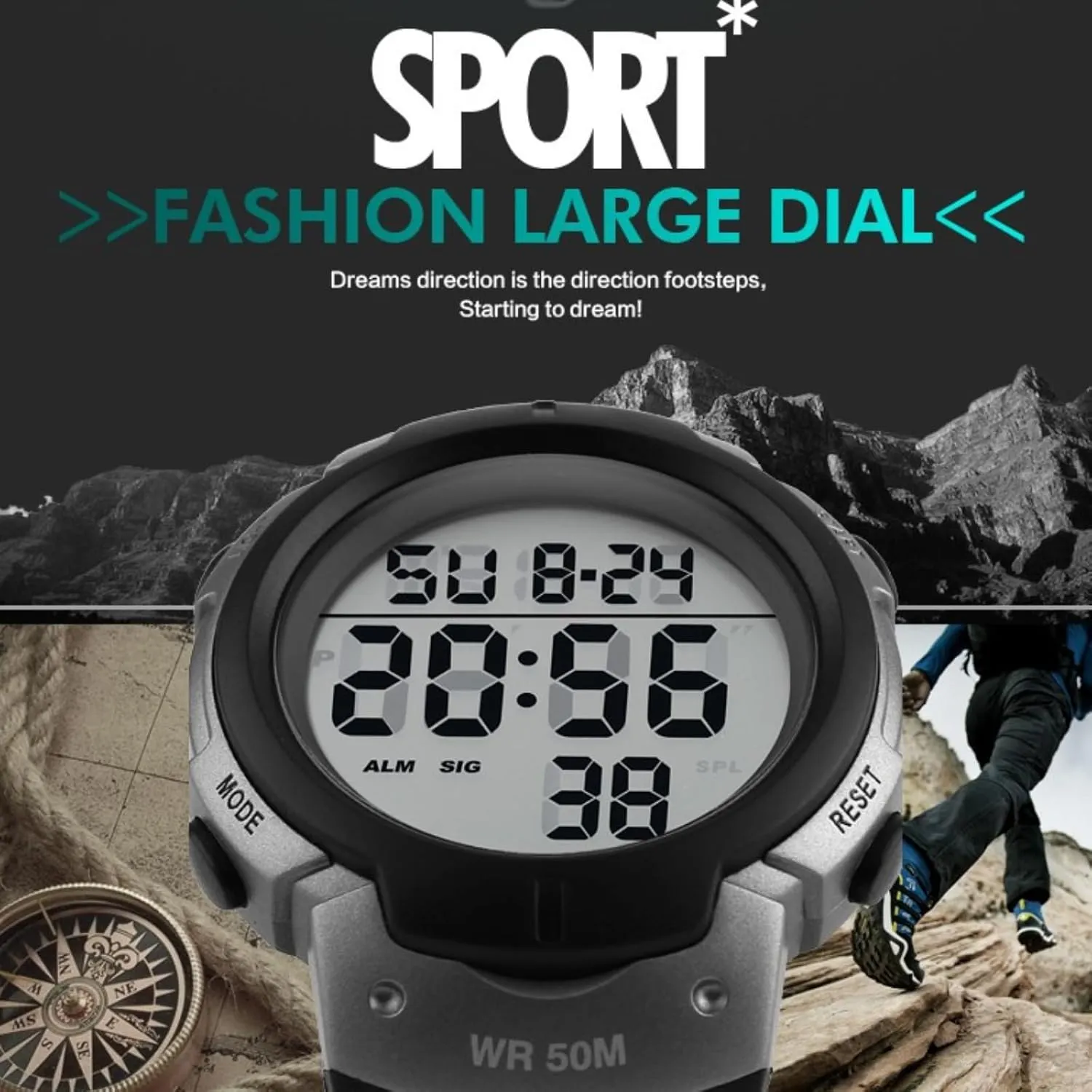 Sports Watch LED Screen Large Face Military Watches subsidy for Men Waterproof Casual Luminous Stopwatch Alarm Simple Army Watch CakCity Mens Digital 