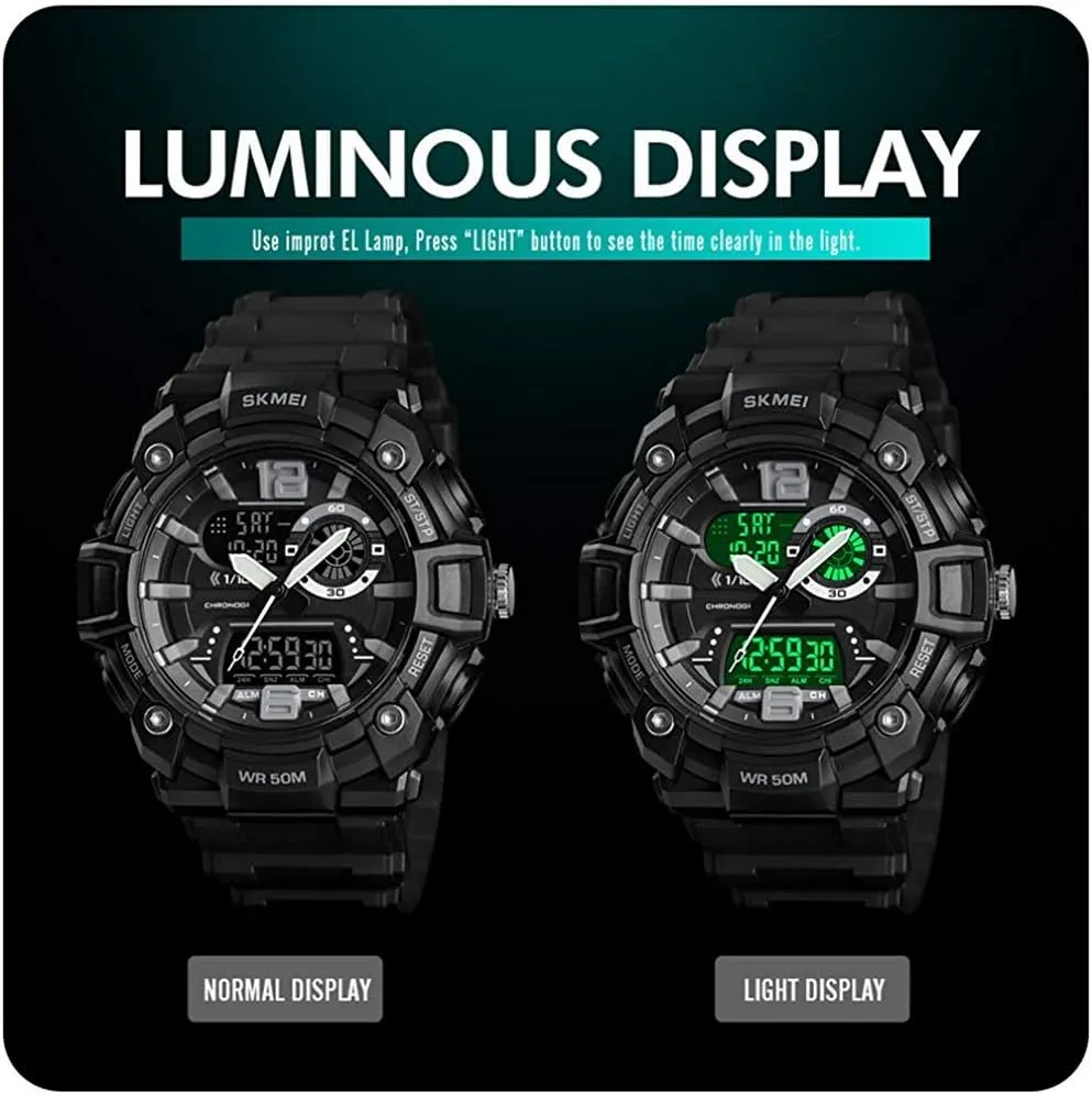 Sports Watch Multifunction Alarm LED Big property subspecies Dial Watch MASTOP Mens Analog Digital Dual Display Watches Military 