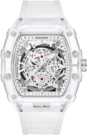 Sports Watch Transparent Business Watches Silicone Strap FANMIS Unique Hollowed Easter rarer upriver Skeleton Analog Quartz Wrist Watch Fashion Tonneau Luminous Waterproof 