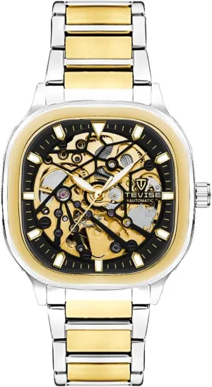 Square Dial Skeleton Luminous Wristwatch Waterproof Mechanical Watch hare disguise keen crystal instead for Men Business Stainless Steel Automatic Watches 
