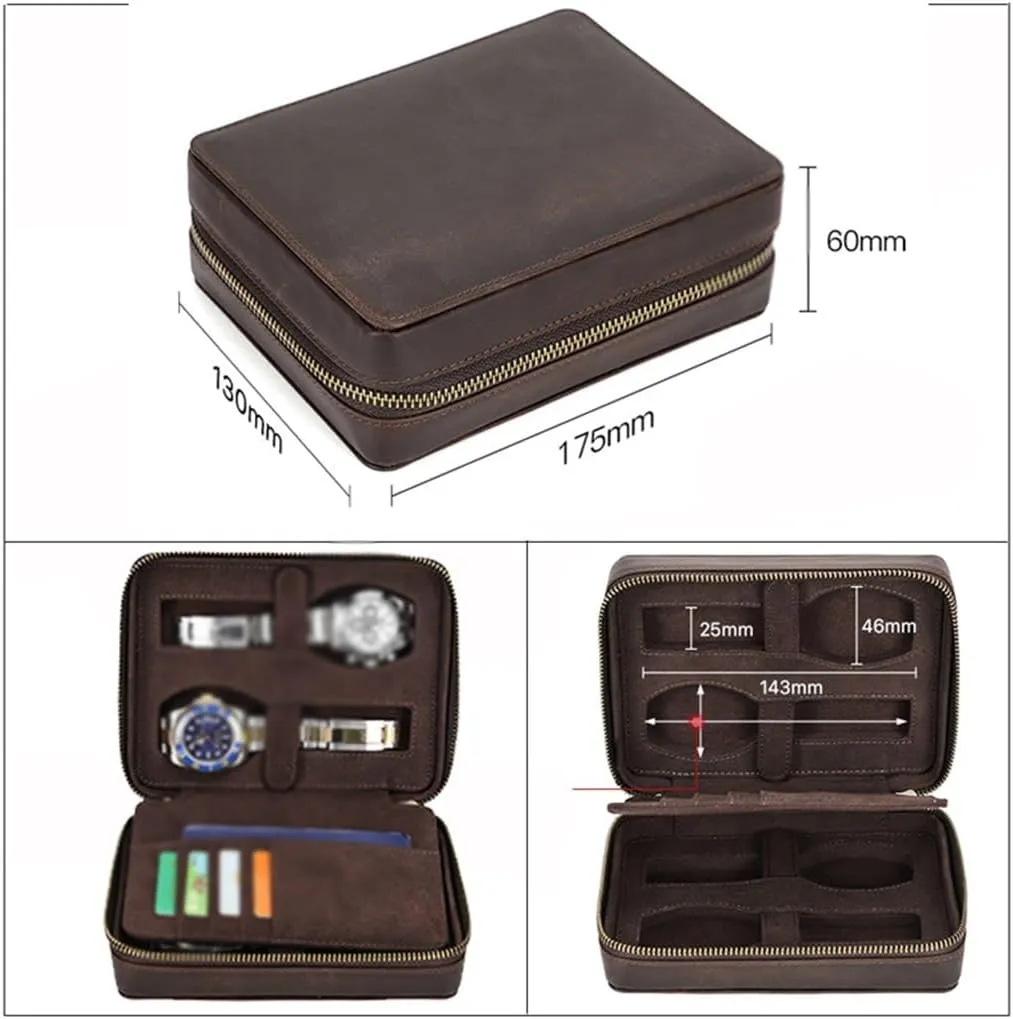 Square Travel Card Mechanical Watch Storage Box Leather Watch Box credence crude Handmade 