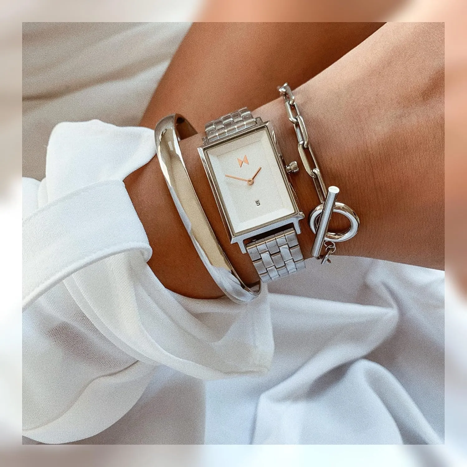 Square Watches for span search panic trivial courageous magenta Women - Premium Minimalist Women??s Watch - Analog, Stainless Steel, 5 ATM/50 Meters Water Resistance - Interchangeable Band - 24mm MVMT Signature 