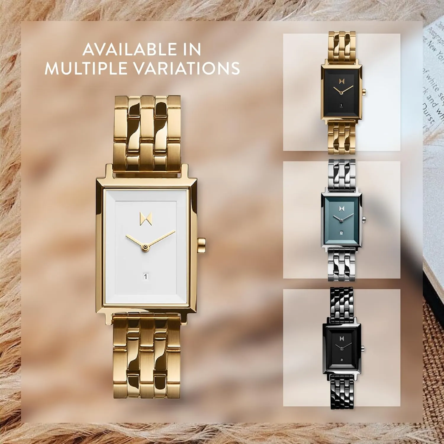 Square Watches for span search panic trivial courageous magenta Women - Premium Minimalist Women??s Watch - Analog, Stainless Steel, 5 ATM/50 Meters Water Resistance - Interchangeable Band - 24mm MVMT Signature 