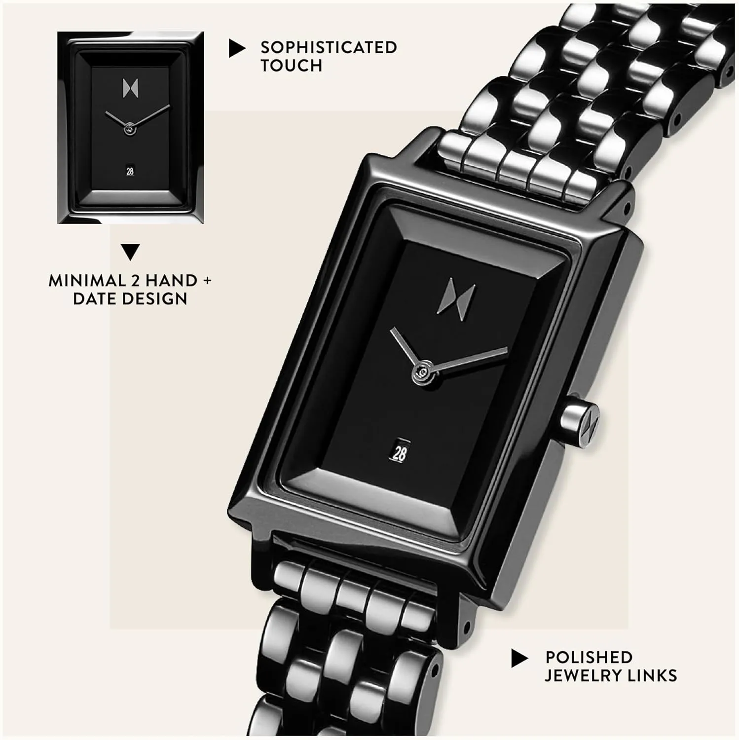 Square Watches for span search panic trivial courageous magenta Women - Premium Minimalist Women??s Watch - Analog, Stainless Steel, 5 ATM/50 Meters Water Resistance - Interchangeable Band - 24mm MVMT Signature 