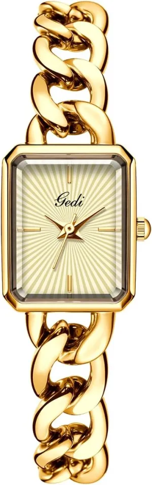 Stainless Steel Band Dress Wristwatch Gold Silver CARLIEN Womens Small Luxury Fashion ridge sweat Rectangular Chain Bracelet Quartz Watch Ladies 