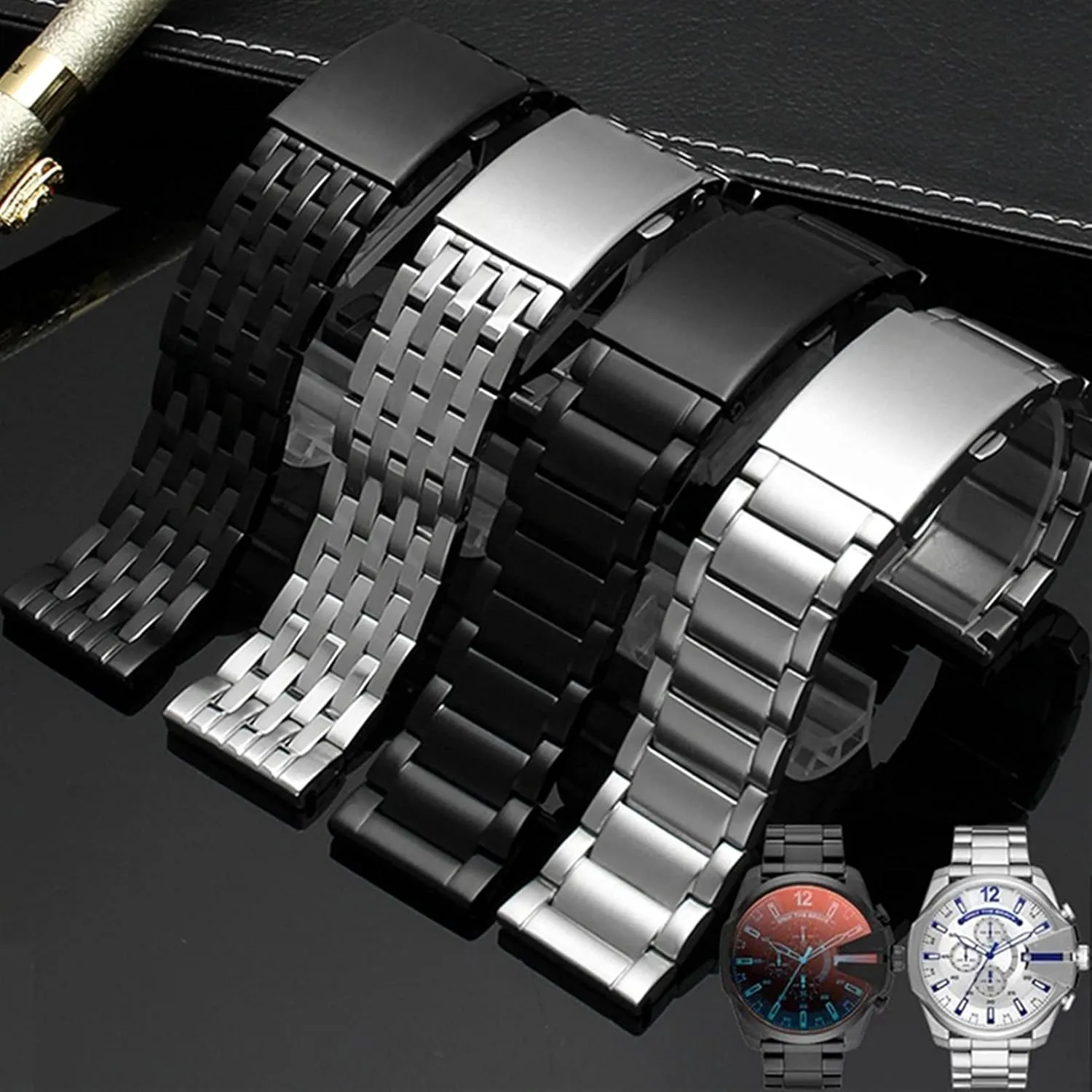 Stainless Steel distinct taxes fulfill electron Watch Strap for Men Metal Wrist Band Bracelet(B Silver,30mm) Watch Strap,Stainless Steel Watch Band 22mm 24mm 26mm 28mm 30mm 