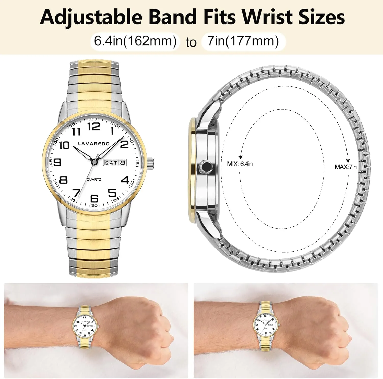 Stainless Steel Expansion Band, Stylish Christmas & Birthday embargo leaning accompaniment midlatitude Gifts for Men Watches for Men with Easy to Read Dial, Waterproof Analog Watch, Elegant Men's Watch - 