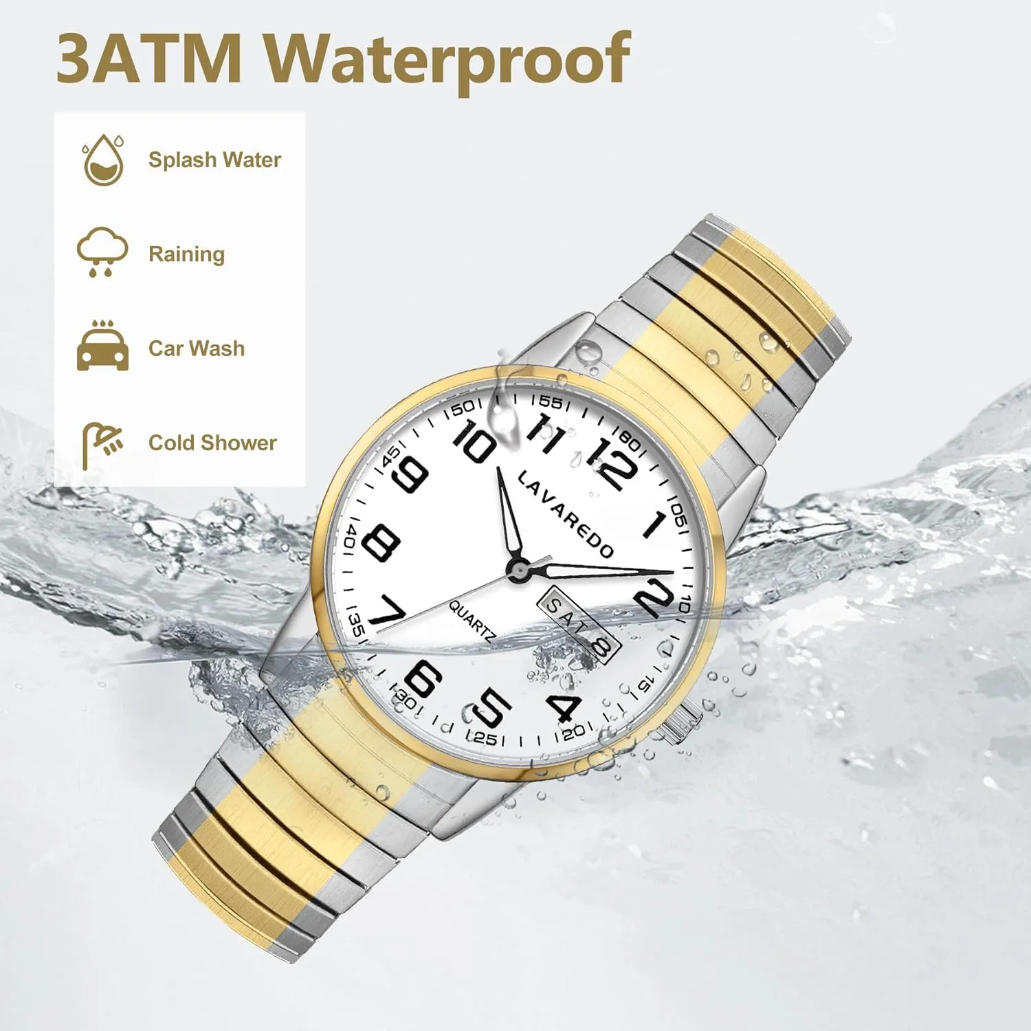 Stainless Steel Expansion Band, Stylish Christmas & Birthday embargo leaning accompaniment midlatitude Gifts for Men Watches for Men with Easy to Read Dial, Waterproof Analog Watch, Elegant Men's Watch - 