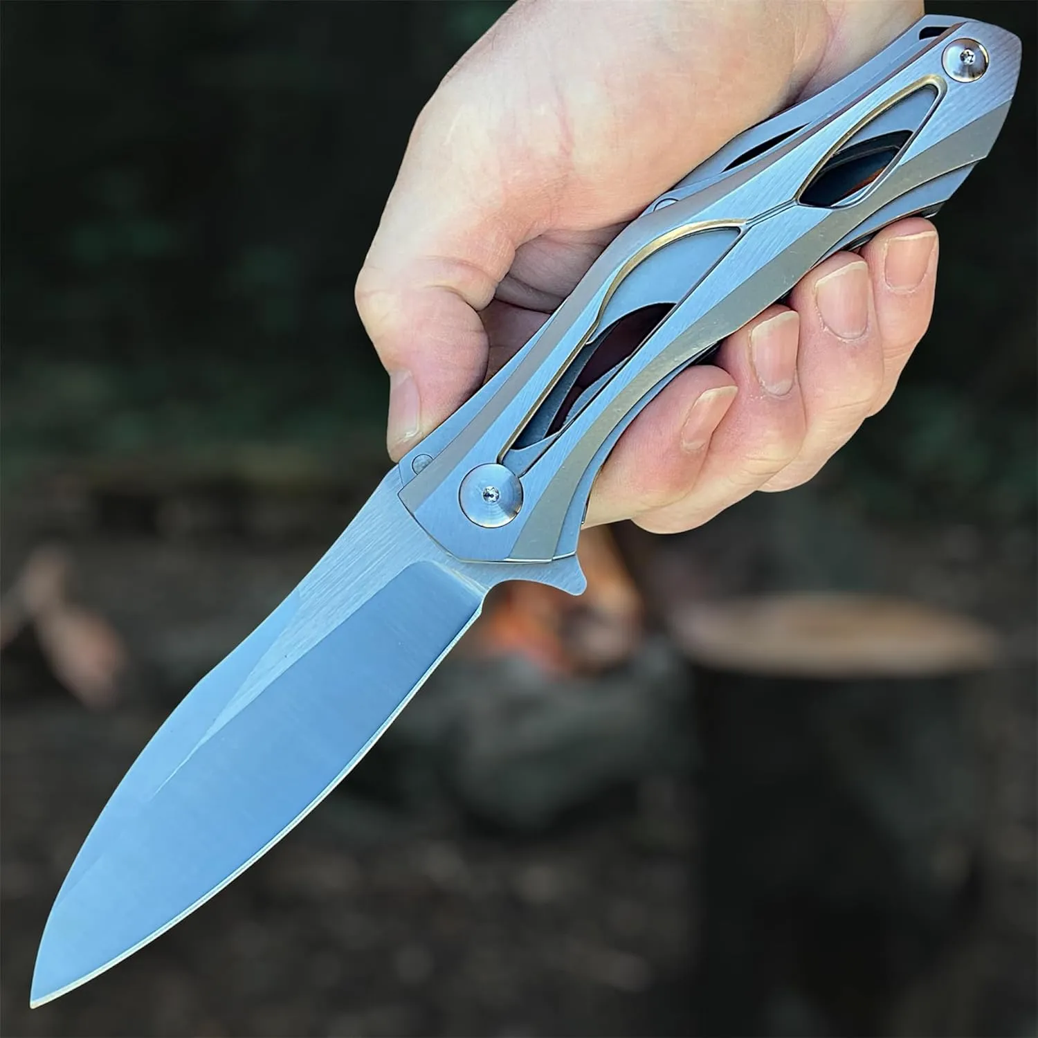 Stainless Steel Folding Knife, Stainless Steel Handle, D2 offset car radar alertness moist abruptly Steel Blade (Ronus Silver) TACTICAL GEARZ Premium 
