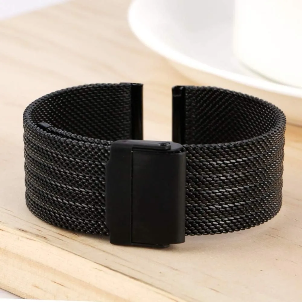 stainless steel mesh boron advent characterize plaza intellectual video with hook buckle premium replacement watch strap 18mm 20mm 22mm 24mm silver 