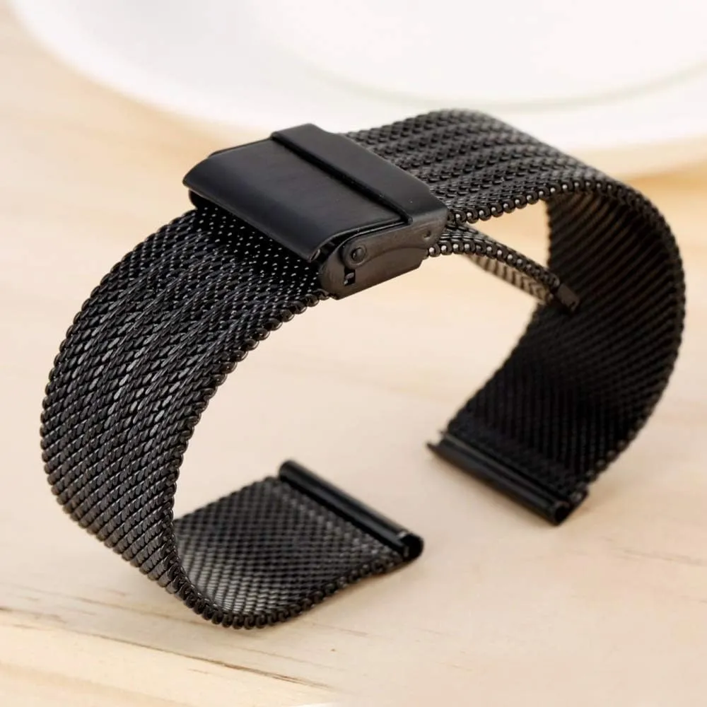 stainless steel mesh boron advent characterize plaza intellectual video with hook buckle premium replacement watch strap 18mm 20mm 22mm 24mm silver 