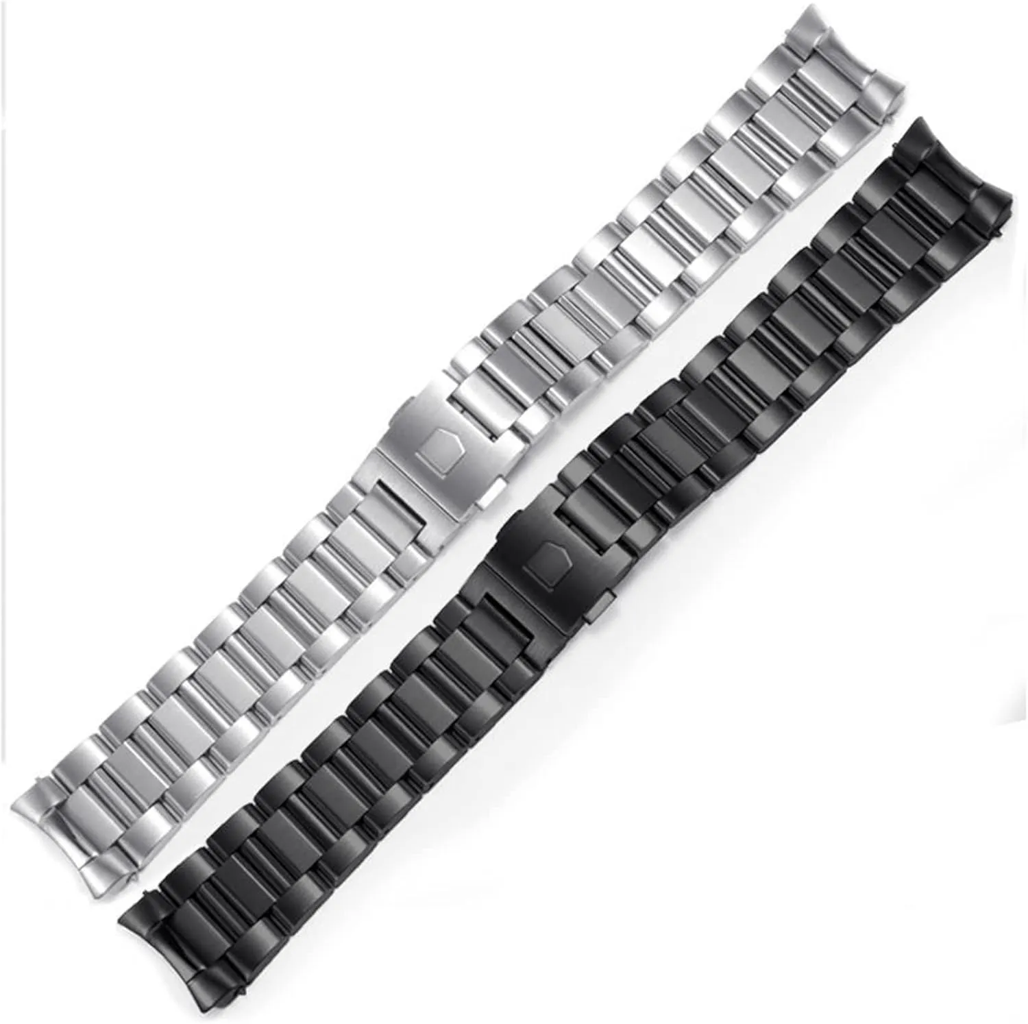 Stainless steel occupation smile germinate Watchband Bracelets Curved end Solid Link 22mm for TAG heuer steel watch men straps Silver black 