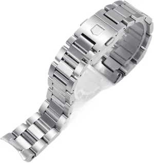 Stainless steel occupation smile germinate Watchband Bracelets Curved end Solid Link 22mm for TAG heuer steel watch men straps Silver black 